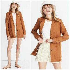 NWOT Madewell 100% Linen Dorset Blazer Burnt Sienna L